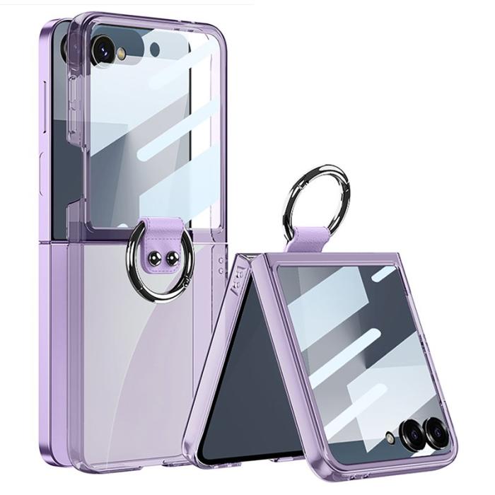 GKK - GKK Samsung Galaxy Z Flip7 Fodral - PC + Tempered Glass - Lila