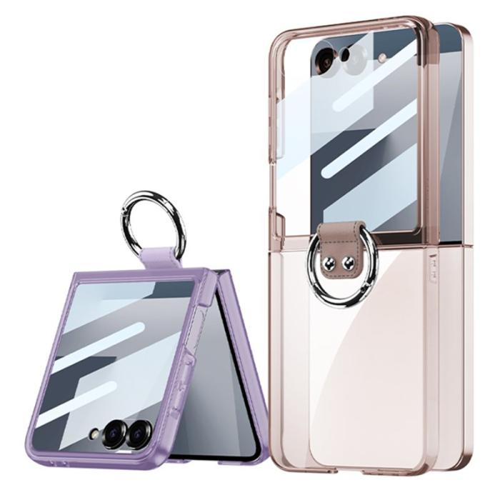 GKK - GKK Samsung Galaxy Z Flip7 Fodral - PC + Tempered Glass - Lila