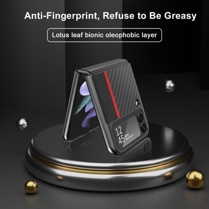 LC.imeeke - LC.IMEEKE för Samsung Galaxy Z Flip4 5G Fodral KonstLäder - Svart