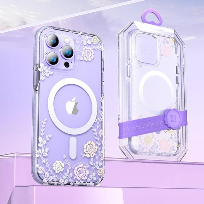 Kingxbar - Kingxbar iPhone 14 Plus Skal Magsafe Flora - Orchid