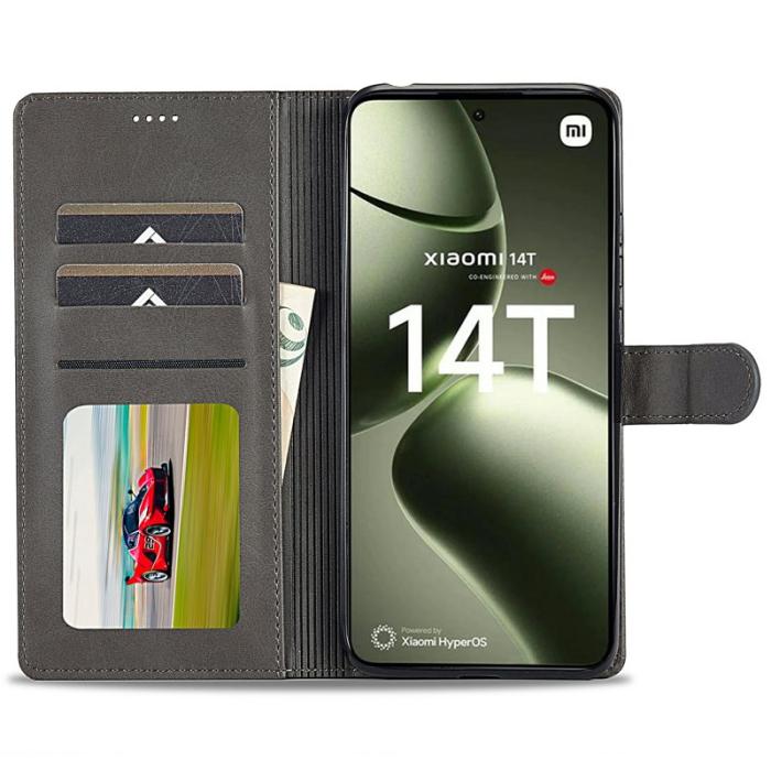 LC.imeeke - LC.IMEEKE Xiaomi 14T Plånboksfodral Konstläder - Grå