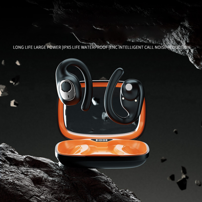 A-One Brand - Trådlösa Bluetooth-Hörlurar Open-Ear Hook Sports IPX5 Vattentäta ENC X5