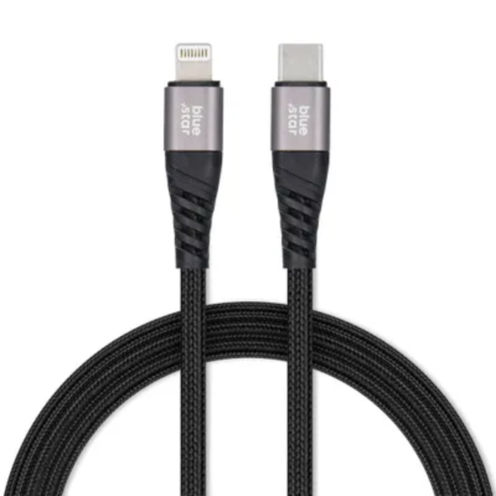 Blue Star - Blue Star USB-C till Lightning kabel 1.2m - Svart