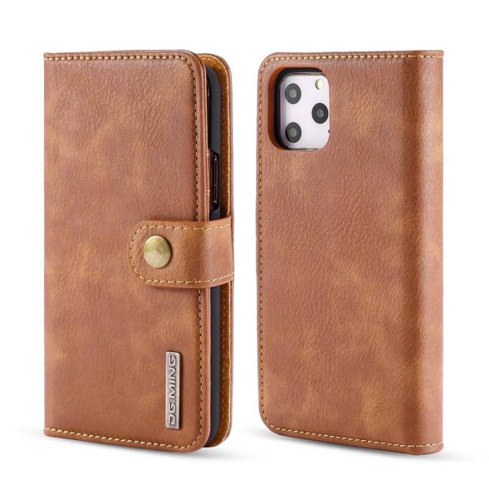 DG.MING - DG.MING iPhone 11 Pro Max Äkta Läder Plånboksfodral med Ställ - Brun