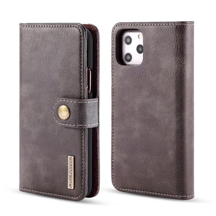 DG.MING - DG.MING iPhone 11 Pro Max Äkta Läder Plånboksfodral med Ställ - Grå