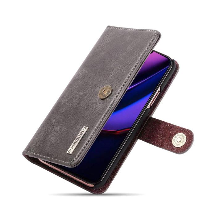 DG.MING - DG.MING iPhone 11 Pro Max Äkta Läder Plånboksfodral med Ställ - Grå