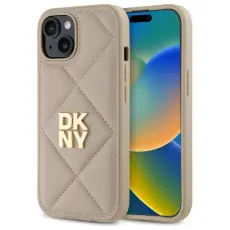 DKNY - DKNY Mobilskal till iPhone 15 Plus Quilted Stack Logo - Beige