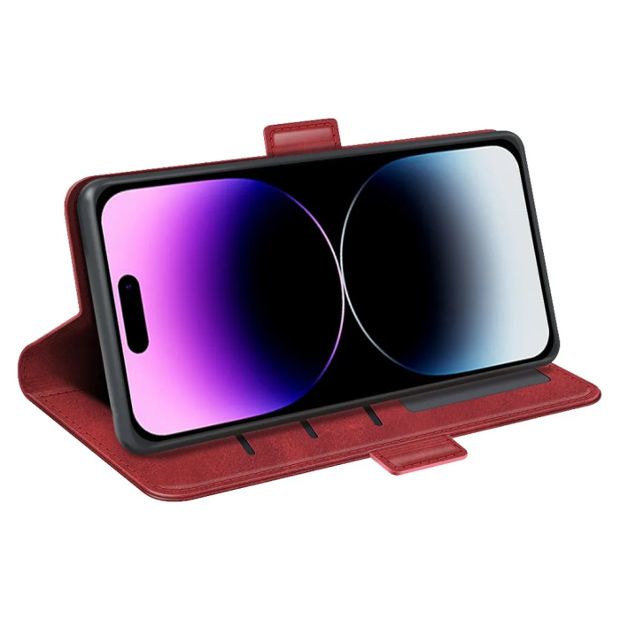 Taltech - iPhone 15 Pro Max Plånboksfodral Omvirat - Röd