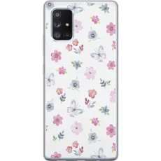 Gustaf - Mobilskal till Samsung Galaxy A71 5G med Blommor och fj&auml;rillar