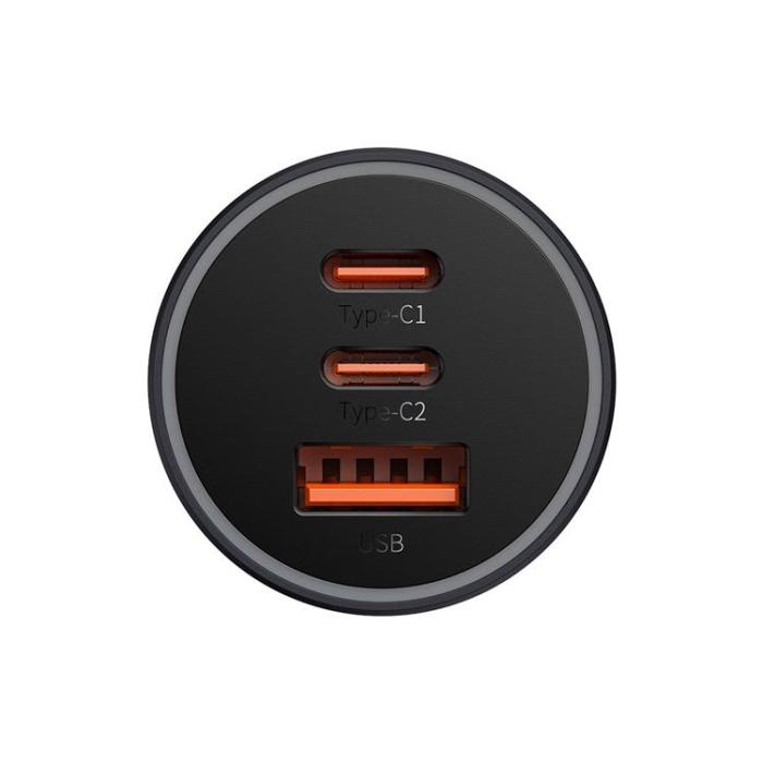 BASEUS - Baseus Golden Contactor Pro USB-A Billaddare + 2x USB-C 65W - Svart