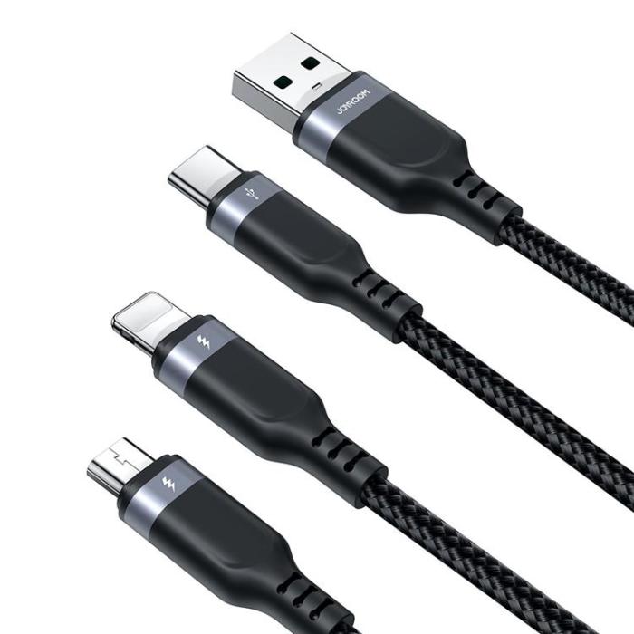 Joyroom - Joyroom 3in1 USB-A till USB-C, Lightning, microUSB kabel 0.3m