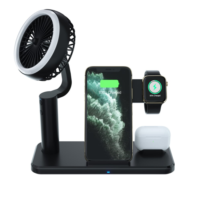 OEM - 3in1 Trådlös Laddare Apple Watch, iPhone, Airpods med Fläkt N60