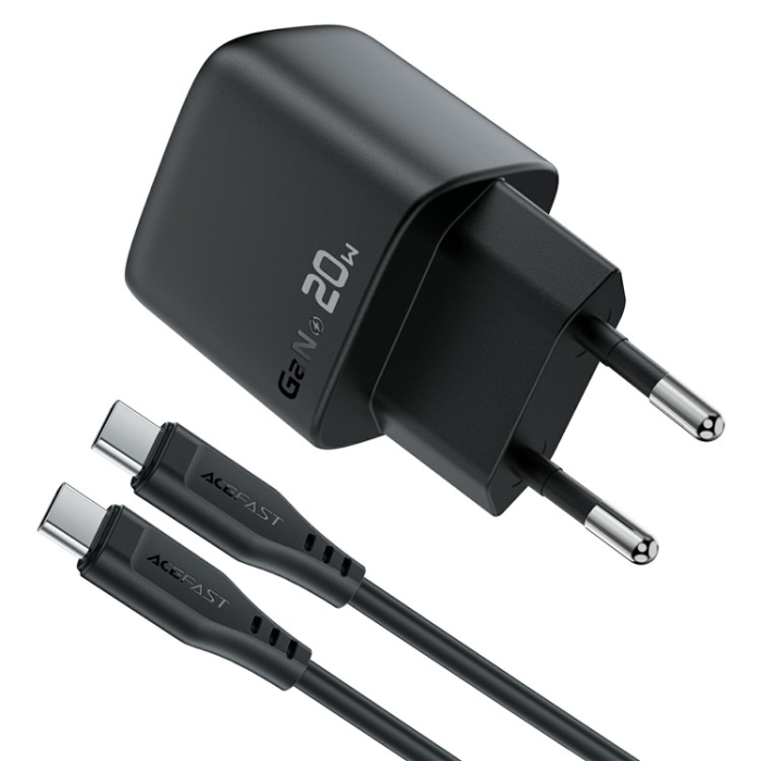 Acefast - ACEFAST Snabbladdare 20W USB-C med USB-C Kabel EU PD