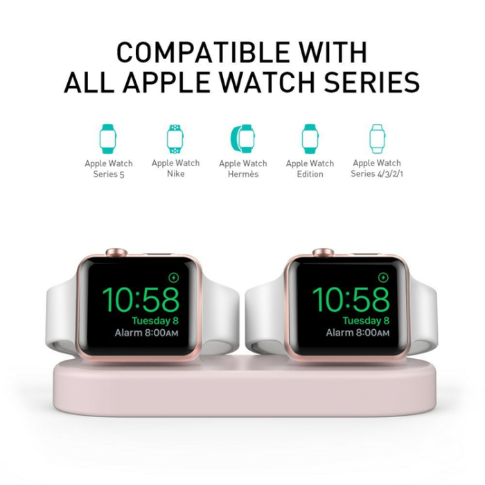 OEM - Apple Watch 5/4/3/2/1 Laddningsställ Dual - Midnight Blå