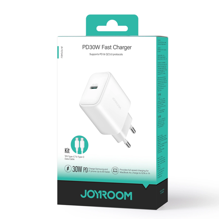 Joyroom - Joyroom JR-TCF24 Snabbladdare 30W PD QC SFC med Typ-C Kabel 1m