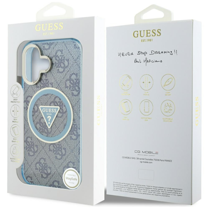 Guess - Guess iPhone 16 Mobilskal Magsafe Glitter - Blå