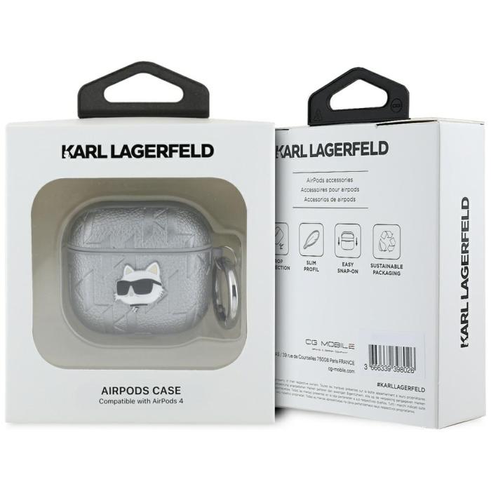 KARL LAGERFELD - Karl Lagerfeld AirPods 4 Skal Monogram Choupette Head - Silver
