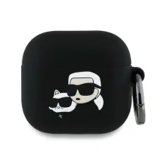 KARL LAGERFELD - Karl Lagerfeld AirPods 4 Silikonskal Karl & Choupette Head 3D - Svart
