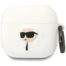 KARL LAGERFELD - Karl Lagerfeld AirPods 4 Skal 3D Silicone NFT - Vit