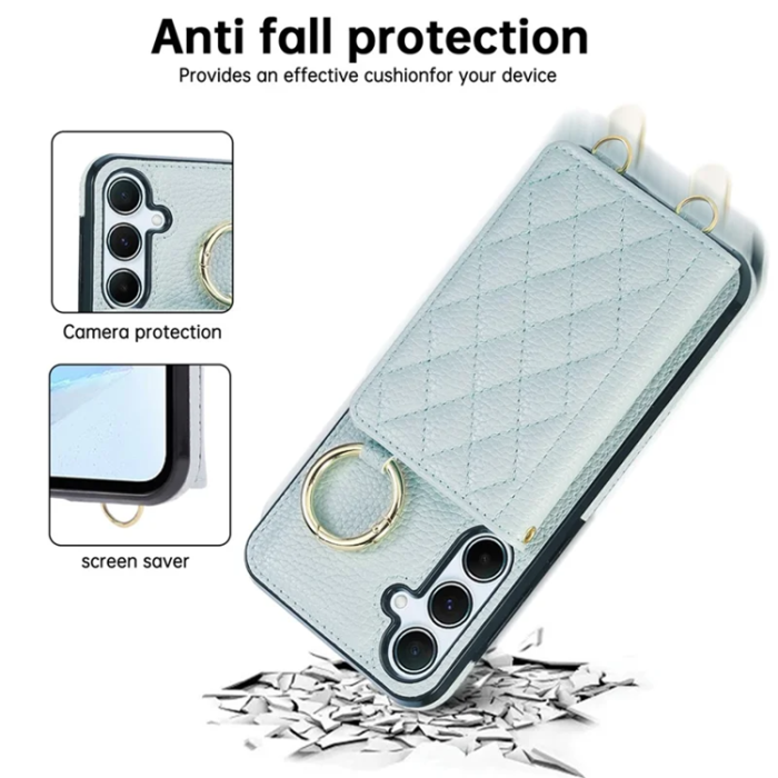 A-One Brand - Galaxy A17 5G/4G Mobilskal Korthållare Kickstand Rhombus - Blå