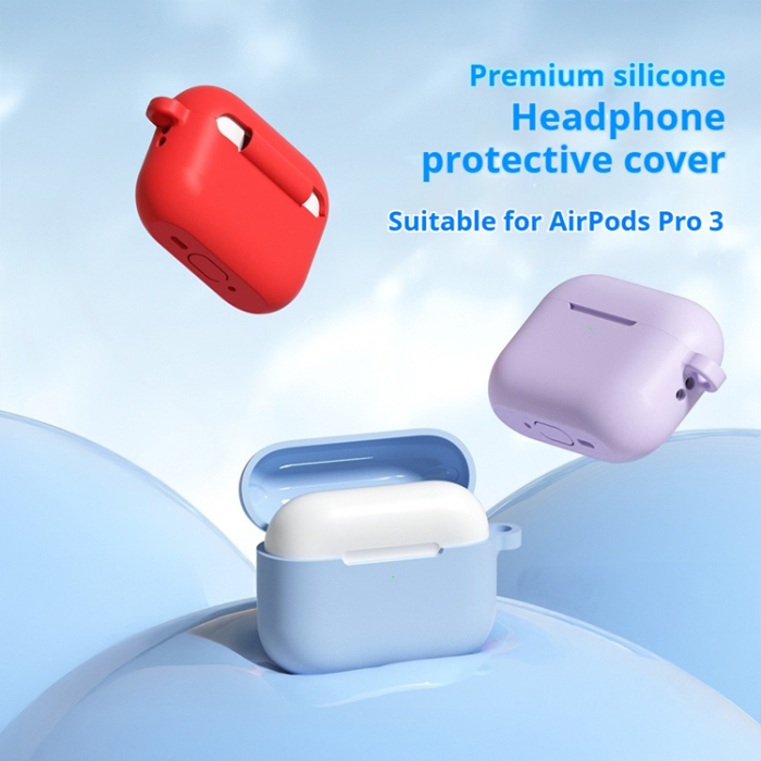A-One Brand - AirPods Pro 3 Skal Med Carabiner Silikon - Lavendelgrå 
