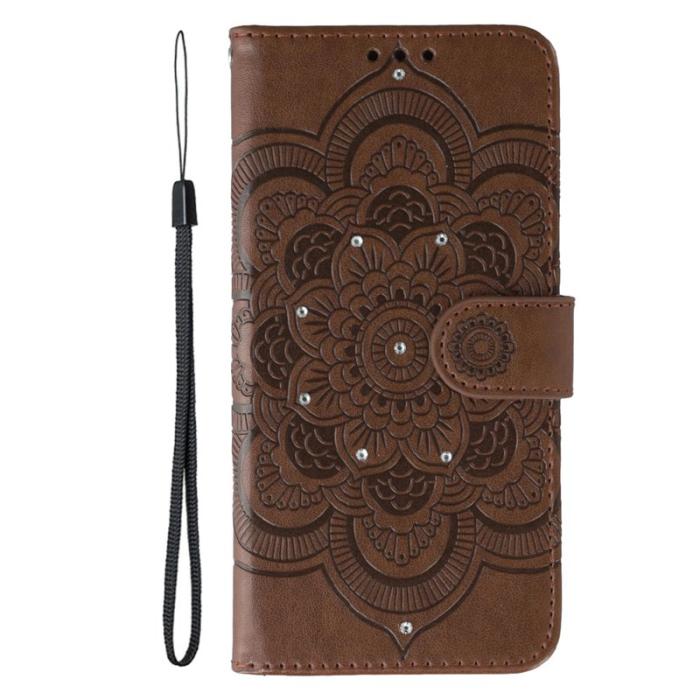 OEM - Samsung Galaxy A37 Plånboksfodral Konstläder Mandala Mönster - Brun