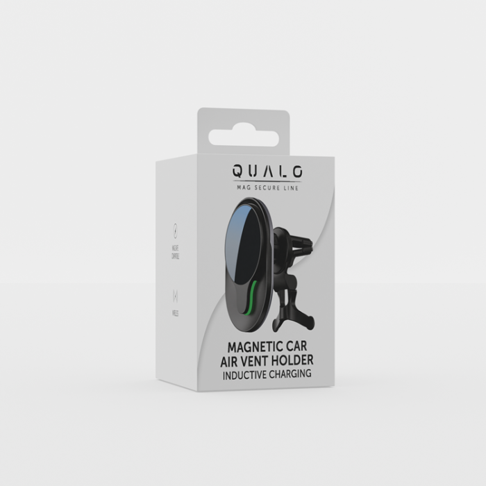 QUALO - Qualo Bilhållare Magsafe Ventgaller med Induction Laddare - Svart