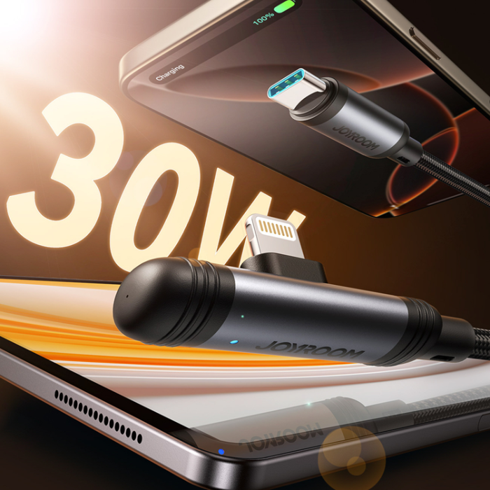 Joyroom - Joyroom USB-C - Lightning 30W Kabel 1.2m Series 90° - Svart