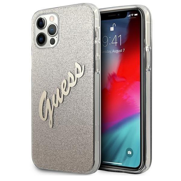 Guess Skal iPhone 12 & 12 Pro Glitter Gradient Script - Guld | 2353 | AlltMobil