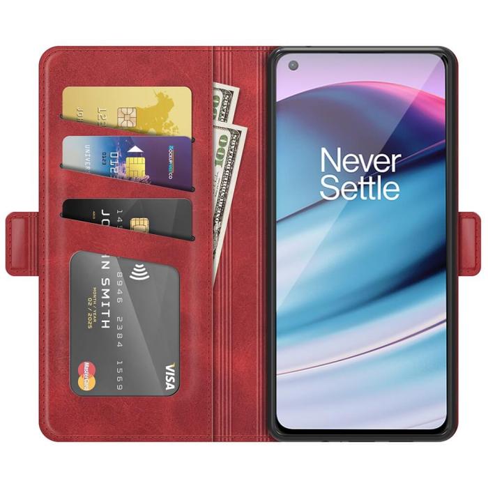 A-One Brand - Flip Folio Plånboksfodral till Oneplus Nord CE 5G - Röd