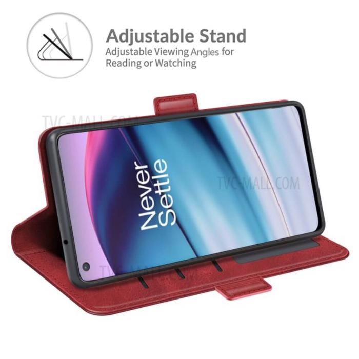 A-One Brand - Flip Folio Plånboksfodral till Oneplus Nord CE 5G - Röd