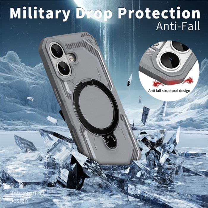 A-One Brand - iPhone 17 Mobilskal MagSafe Kickstand TPU + PC - Grå