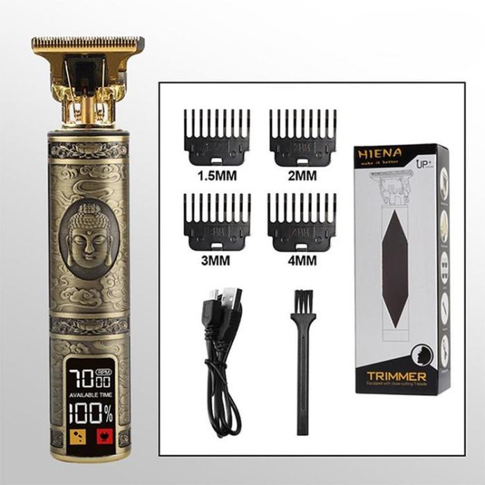 OEM - Hårklippare med display LED och Utbytbara Kammar T9 (huvudmotiv)- Guld