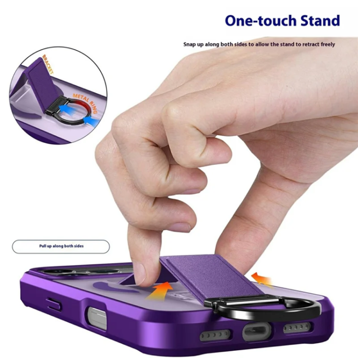 A-One Brand - iPhone 17 Pro Max Mobilskal Magsafe D-Ring Kickstand - Lila