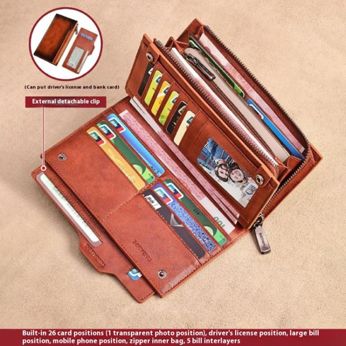 BANYANU - BANYANU Plånbok Väska Vintage Äkta Cow Läder RFID Blocking N2043