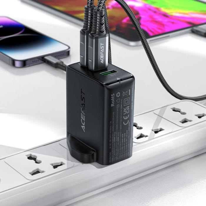 Acefast - Acefast UK Väggladdare 65W 1xUSB Till 2xUSB-C - Vit