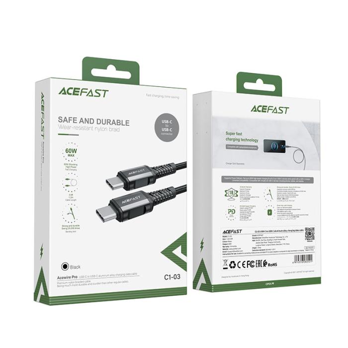 Acefast - Acefast USB-C till USB-C 60W 1.2m - Grå