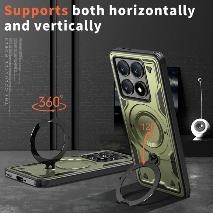 N/A - Mobilskal till Xiaomi 14T Militärt Skydd PC+TPU Ställ - Olivgrön