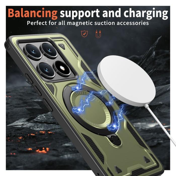 N/A - Mobilskal till Xiaomi 14T Militärt Skydd PC+TPU Ställ - Olivgrön