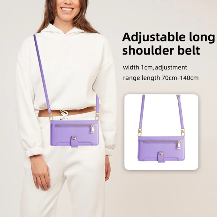 A-One Brand - Galaxy A53 5G Konstläder Plånboksfodral Crossbody Axelrem - Lila