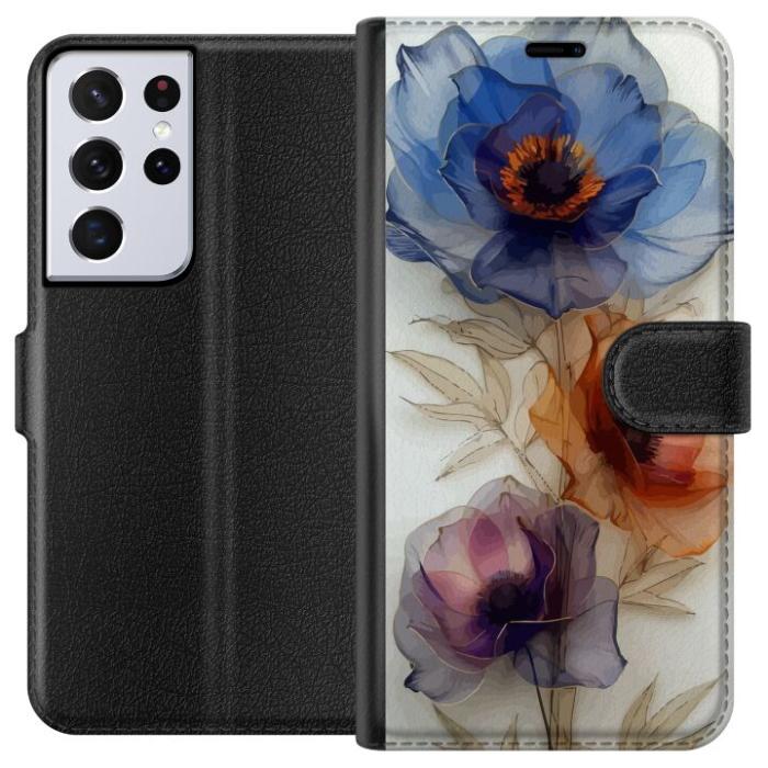 iSecrets - Plånboksfodral till Samsung Galaxy S21 Ultra 5G med Silkesblommor