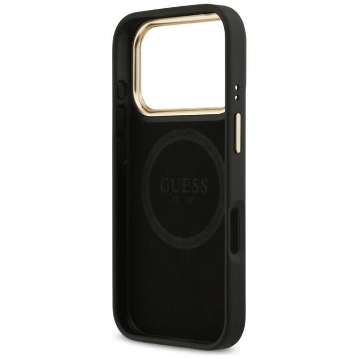 Guess - Guess iPhone 17 Pro Mobilskal MagSafe 4G Logo Plate - Svart