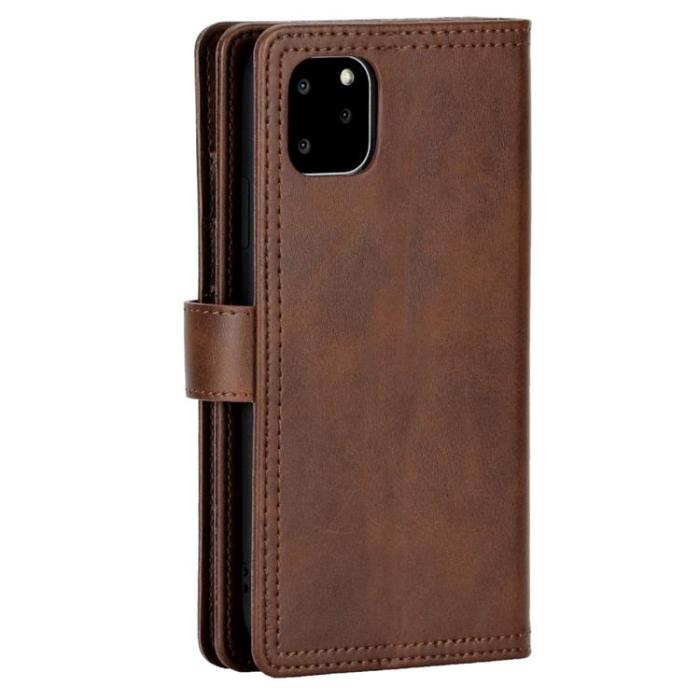 OEM - iPhone 14 Plus Plånboksfodral Äkta Läder Flip - Coffee