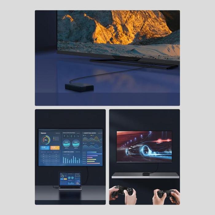 BASEUS - Baseus HDMI Till HDMI Adapter Kabel 0.5 m - Svart