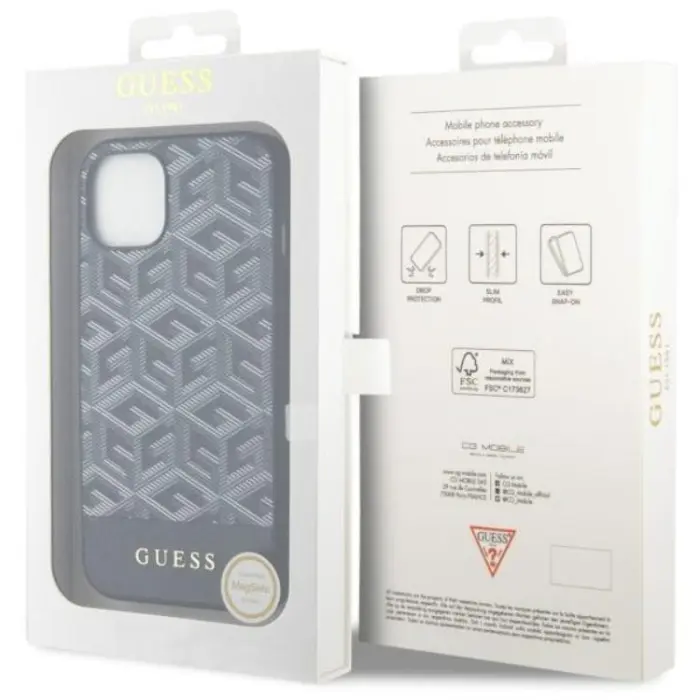Guess - Guess iPhone 14 Mobilskal MagSafe GCube Stripes - Svart