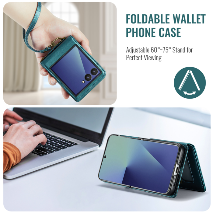 Caseme - CASEME Galaxy Z Flip 7 Plånboksfodral RFID Blocking C22 - Grön