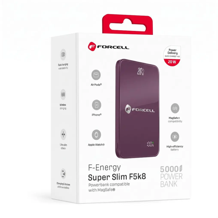 Forcell - Forcell Powerbank 10000 mAh Magsafe 15W Superslim - Cherry