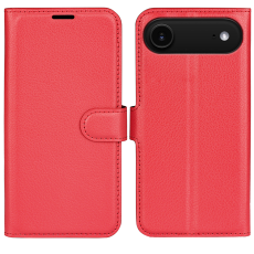 A-One Brand - iPhone 17 Air Plånboksfodral Litchi Texture läder - Röd