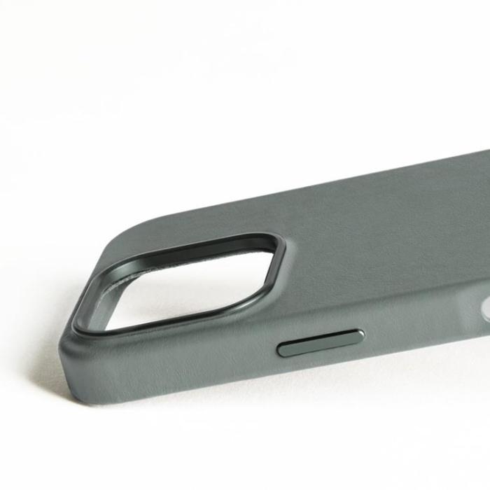 Mujjo - Mujjo iPhone 16 Pro Mobilskal MagSafe Läder - Grön Rök
