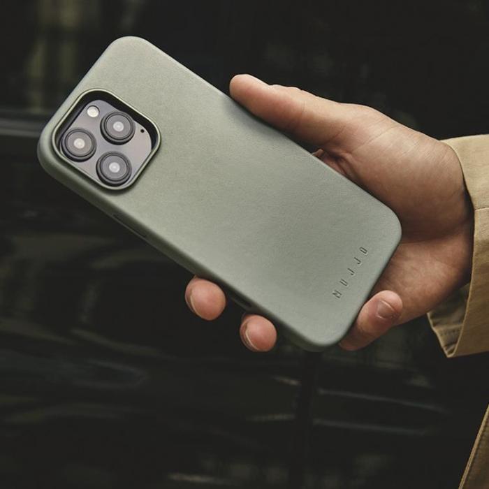 Mujjo - Mujjo iPhone 16 Pro Mobilskal MagSafe Läder - Grön Rök